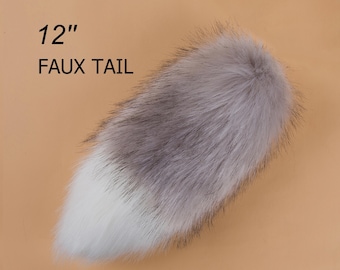 queue de lapin gris et blanc anime cosplay queue de lapin à fourrure queue de cerf cosplay fursuit queue de mouton cosplay nub tail queue à fourrure ALIRIGA