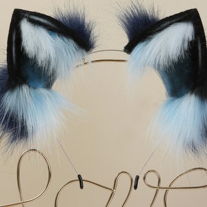 kat oor kat oor hoofdband kitten oor cosplay neko oor kat oor blauw zwart witte wolf faux fur vos oor cosplay neko oor huisdierplay anime cosplay dier oor