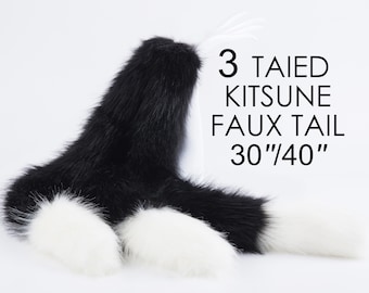 Realistisch nepbont 3-staartige kitsune-vosstaart 3-staartige KITSUNE-staart cosplay anime cosplay staart vos kitsune-staart wolvenstaart kattenstaart kitten