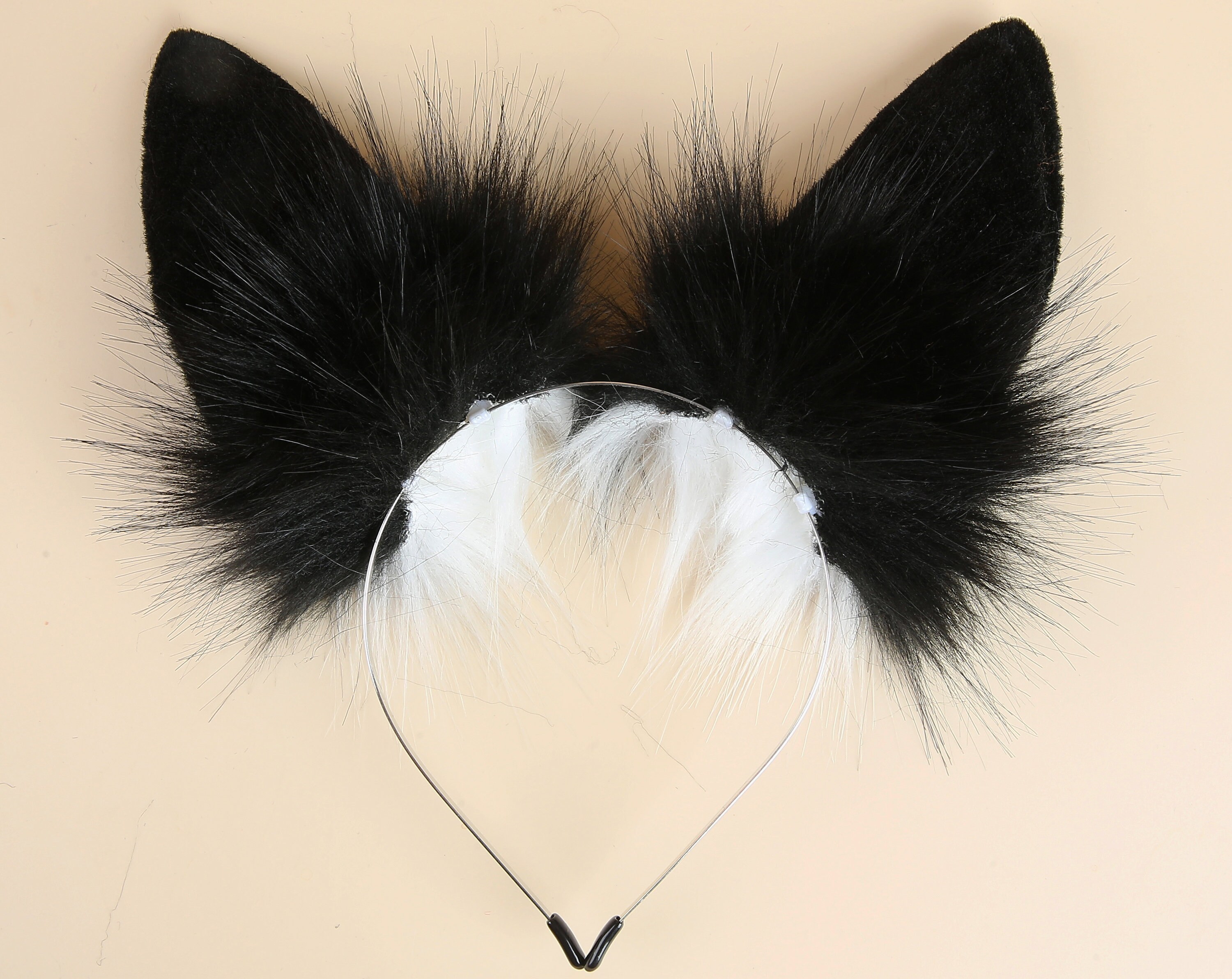 Black bunny tail plug and ear set bunny tail butt plug tail | Etsy