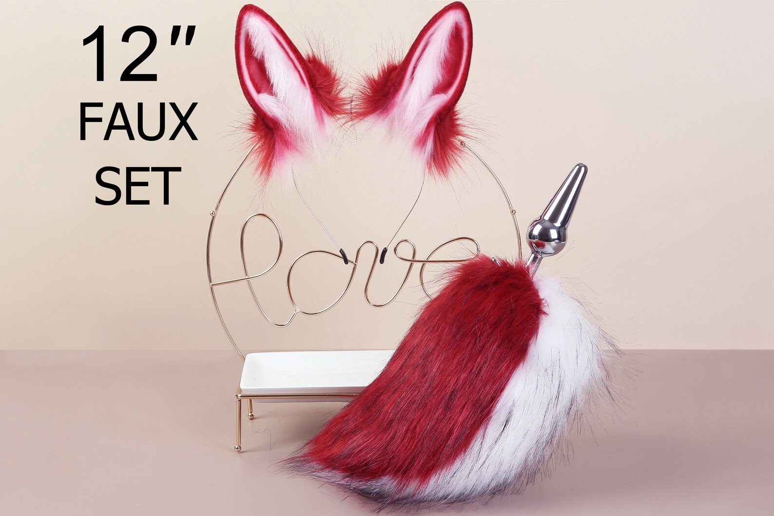 Red White Bunny Ear and Tail Plug Set Rabbit Tail Butt Plug Etsy