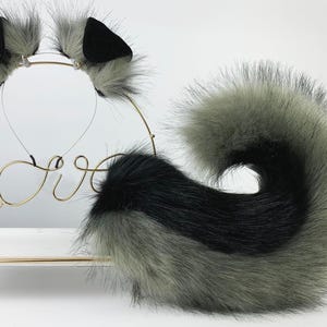 zwart grijze puppy oor en staart set realistische nepbont herdershond oor en staart set shiba Inu hond oor en staart set cosplay puppy speelset