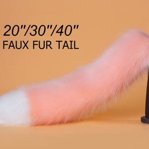 pink realistic faux fur fox tail fake fur fox tail anime cosplay wolf tail cat tail kitten tail halloween costume tail kittenplay petplay