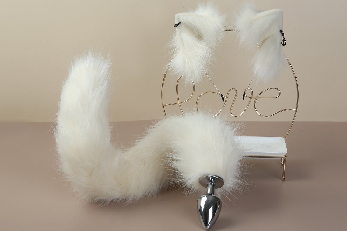 Beige Cat Tail Plug and Ear Set Faux Fur Cat Tail Buttplug and Etsy