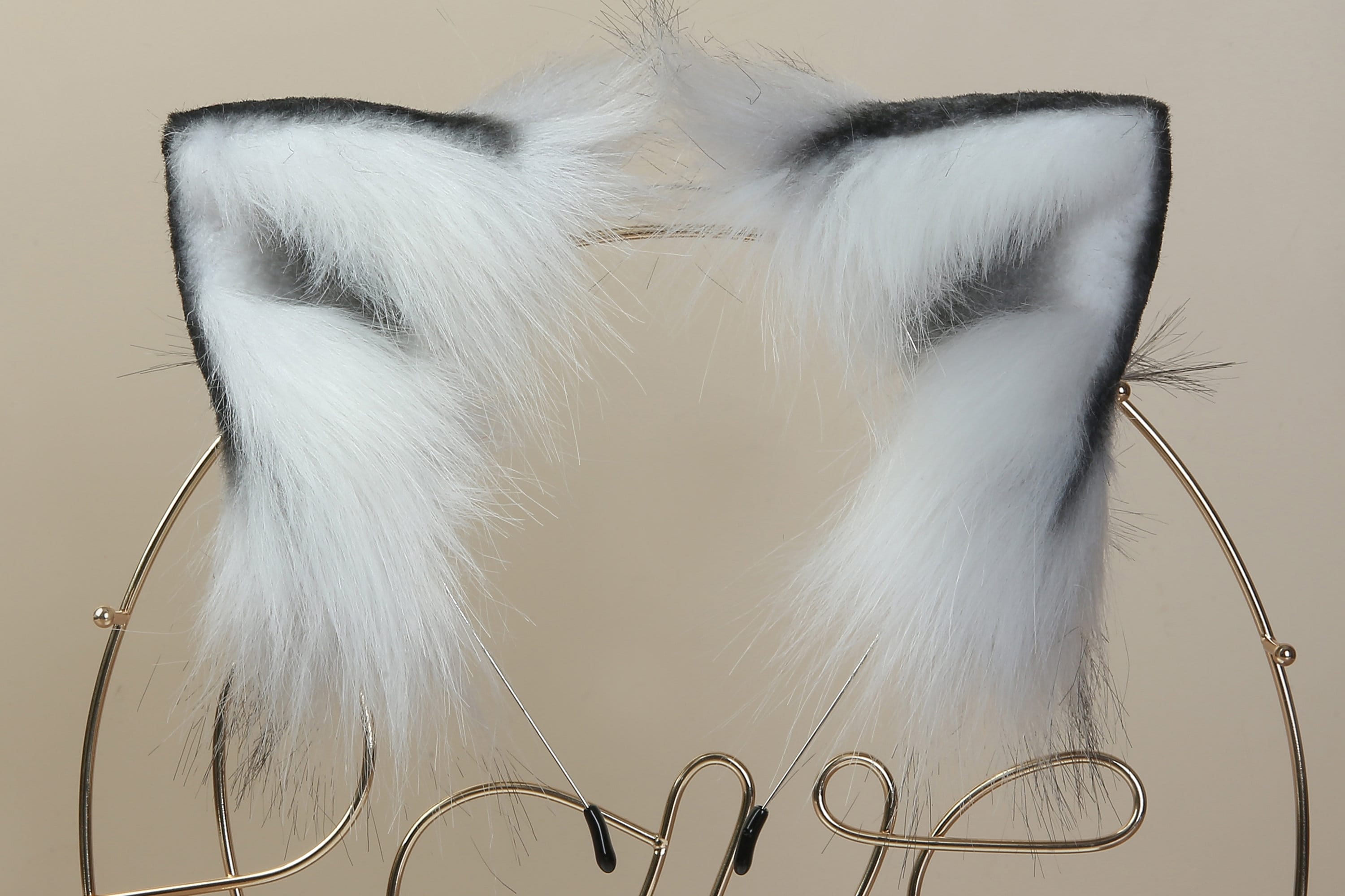 White gray cat ear headband realistic faux fur kitty ear Etsy