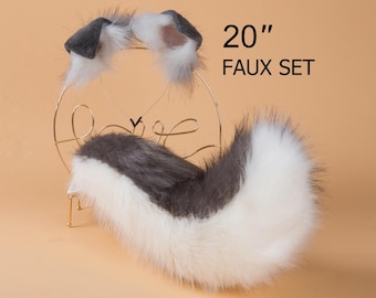 Realistic faux fur puppy tail and ear set shiba Inu dog tail and ears puppy ears and tail anime cosplay shepherd dog ear and tail puppy play