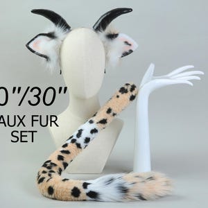 realistic faux fur cow tail and ear set cow ear and tail set cattle tail and ear headband furry cow ears and horns anime cosplay petplay