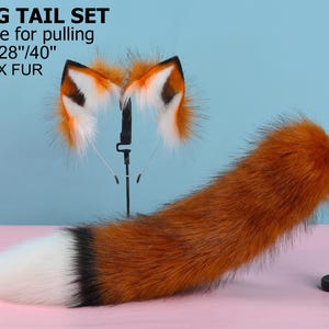 brown fox tail and ear set faux fur fox ear and tail cosplay wolf tail and wolf ear petplay cat tail and ears kitten ears kitten tail