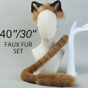 Brown balck lion tail and ear set cosplay ear and tail set pet play lion tail and ear set lion tail cosplay lion ear petplay anime cosplay