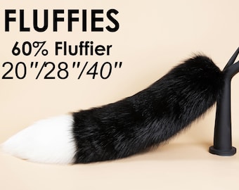 Cola de zorro negra y esponjosa, cola de lobo de piel sintética, cola de cosplay de anime, cola de gatito para juego de mascotas, cola de gato, cola peluda, cola de animal