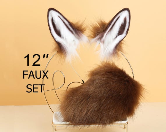 coffee bunny tail and ear set rabbit ear and tail set bunny ears tail cosplay anime ears bunny ear headband rabbit ear petplay halloween