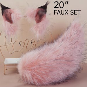 Kunstpelz Luchs Katze Schwanz und Ohr set Katzenohren Stirnband Kätzchen Ohr und Schwanz Kätzchenspiel Fuchs Schwanz und Ohr Wolf Wolf Anime Cosplay Ohr und Schwanz Anime Cosplay