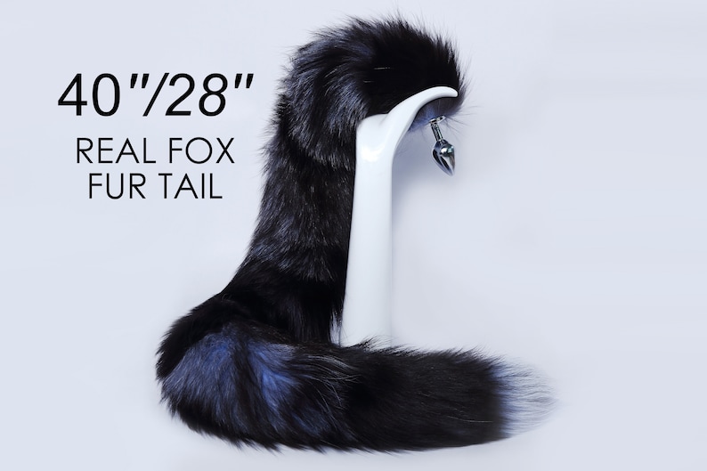 long fox tail plug - real fox tail butt plug tail - fox dildo anal plug - costume fox butt plug - fox fur tail plug - ddlg - sex toy mature 