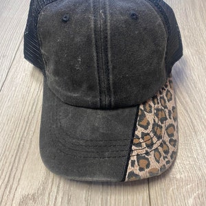 Side Leopard Comfy Ponytail Hat for Ladies