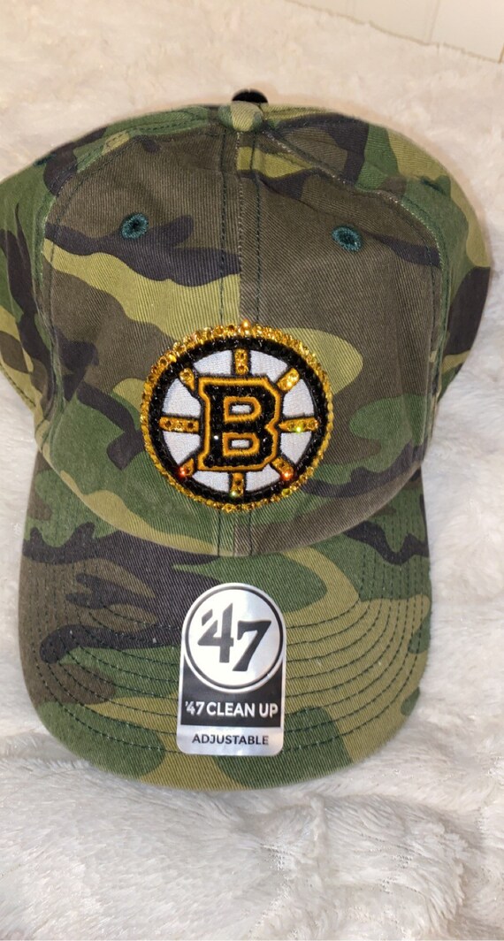 Boston Bruins Camo Bling Baseball Cap 