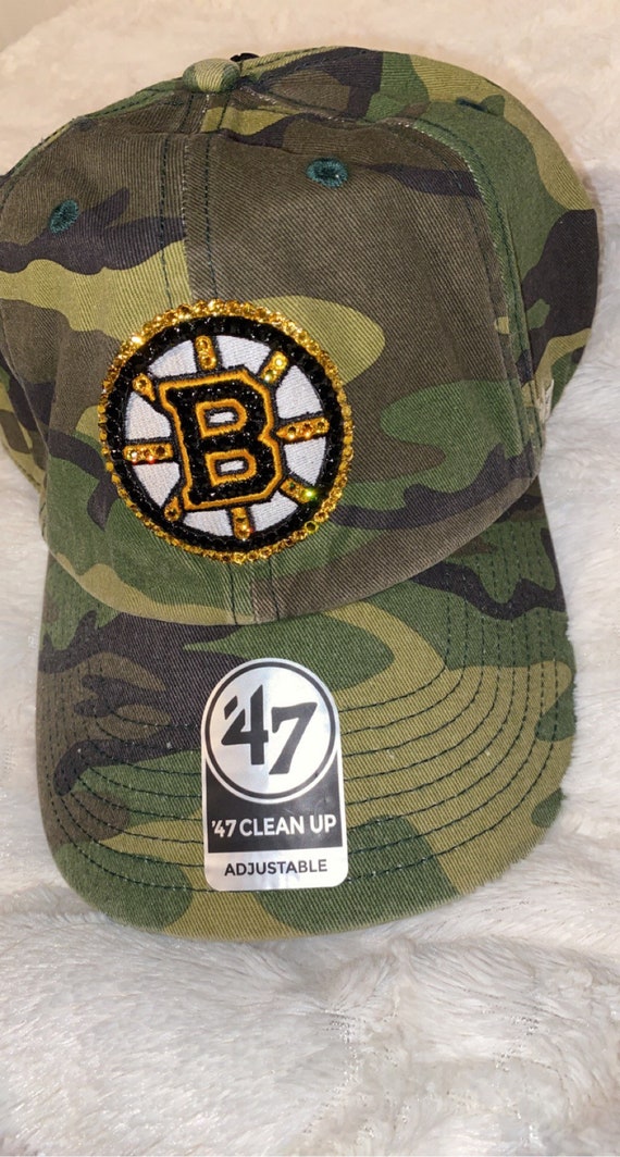 Boston Bruins Camo Bling Baseball Cap 