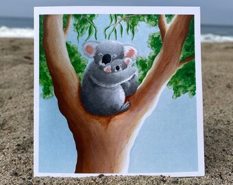 Parent And Baby Koala Bear Blank Greeting Card 5.5x5.5 Mother's Day, Father's Day, Birthday, Valentine's Day, Baby Shower