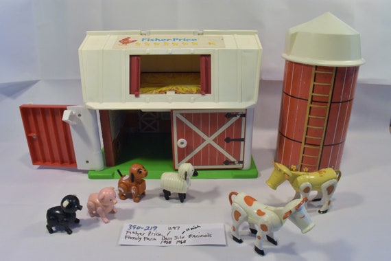 Fisher Price 1968 Family Farm Barn Silo Animals Set Etsy