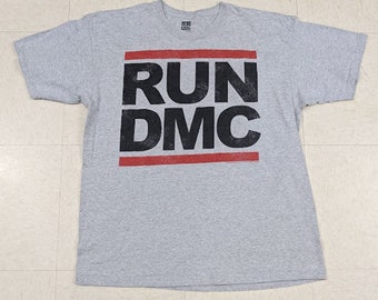 RUN DMC Logo Men's Black Shirt JMJ Retro T-shirt New Rap Hip Hop Tee Ships Free