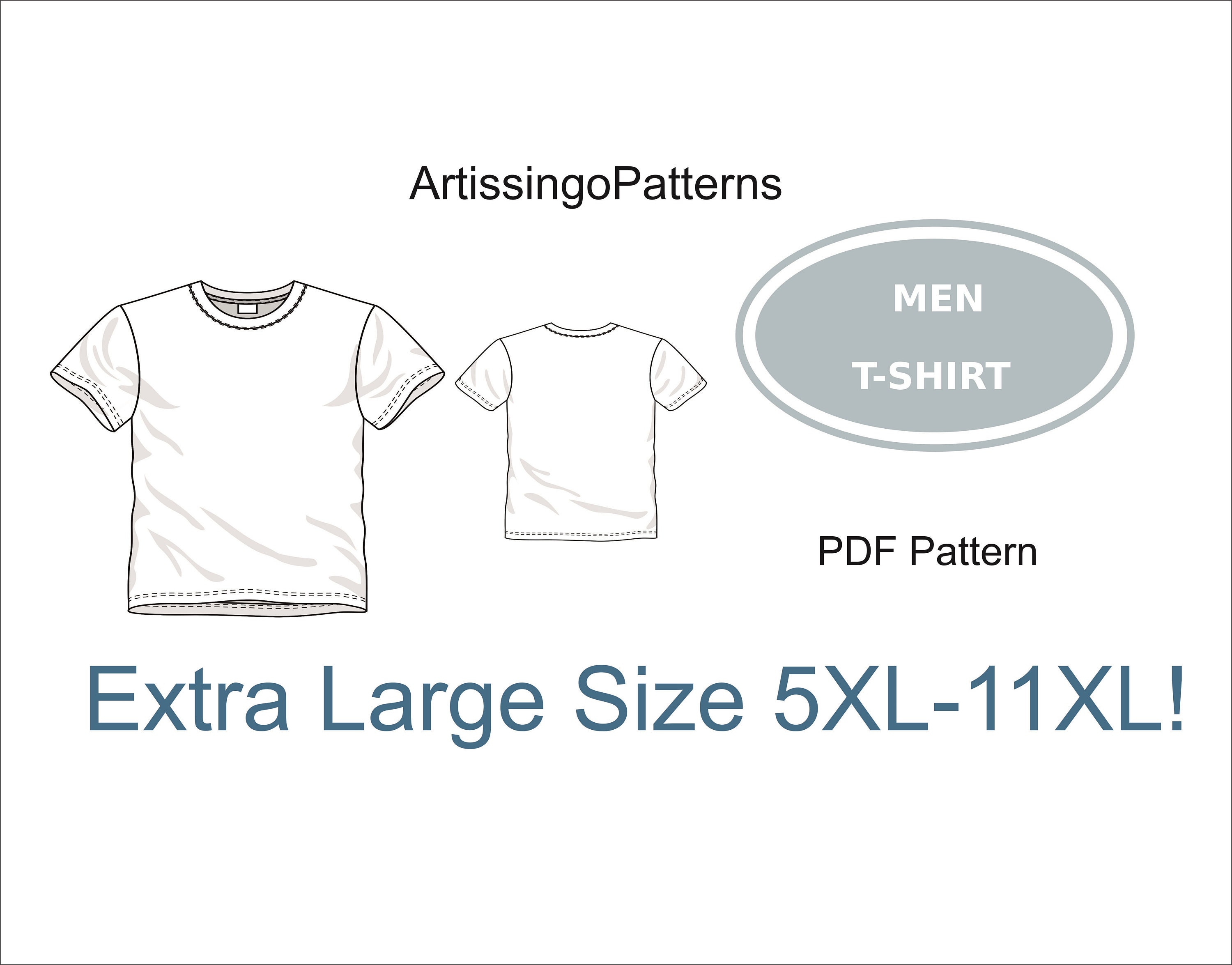 Pdf pattern MEN TShirt Relaxed Fit Extra Large Size Etsy