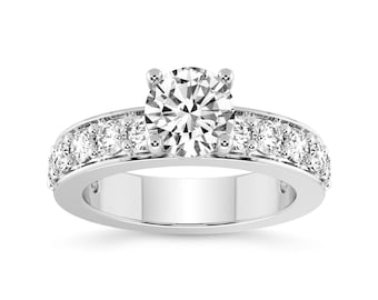 IGI Certified Lab Grown Diamond Engagement Ring – 14K White Gold Adele Side Stone