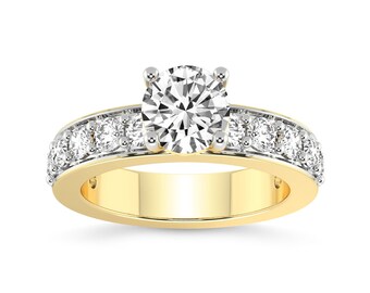 14K Yellow Gold Lab Grown Diamond Engagement Ring – Adele Side Stone, IGI Certified