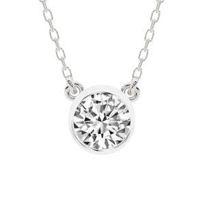 14K Gold Solitaire 0.75 Ct. Lab Grown Round Bezel Diamond Necklace