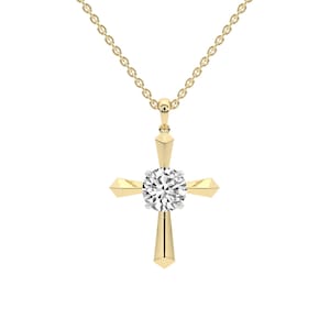 0.75 Ct – 6 Ct Serenity Cross IGI Certified Diamond Necklace 14K Yellow Gold FG-VS1-VS2 Quality Friendly Diamonds