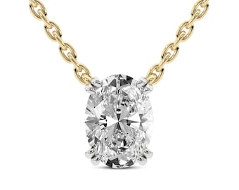 Lab Grown Diamond Solitaire Necklace – 14K Gold, IGI Certified