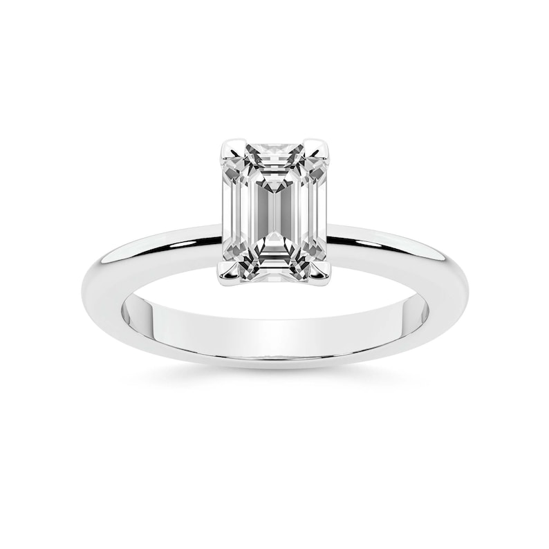 IGI Certified Lab Grown Diamond Solitaire Ring – 14K White Gold EMERALD