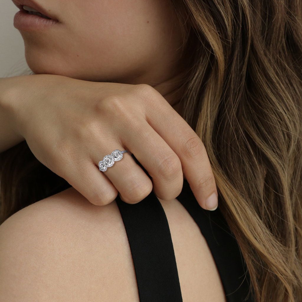 Lab Grown Trilogy Diamond Ring 3/8 cttw IGI Certified Lab Etsy