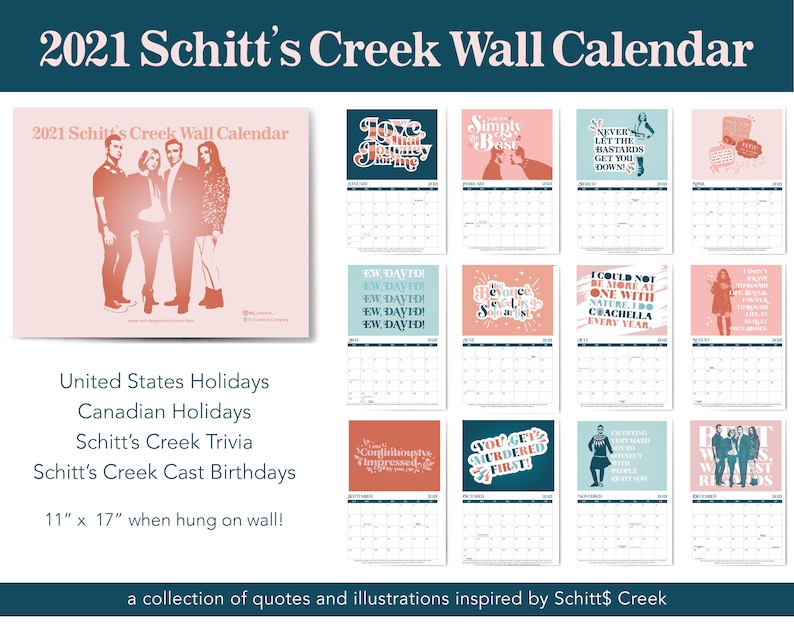 Schitt's Creek 2021 Wall Calendar with Quotes Etsy