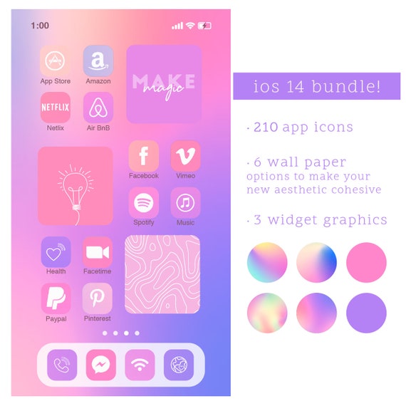 210 Icons Ios 14 Iphone Icon Bundle Holographic Scheme | Etsy