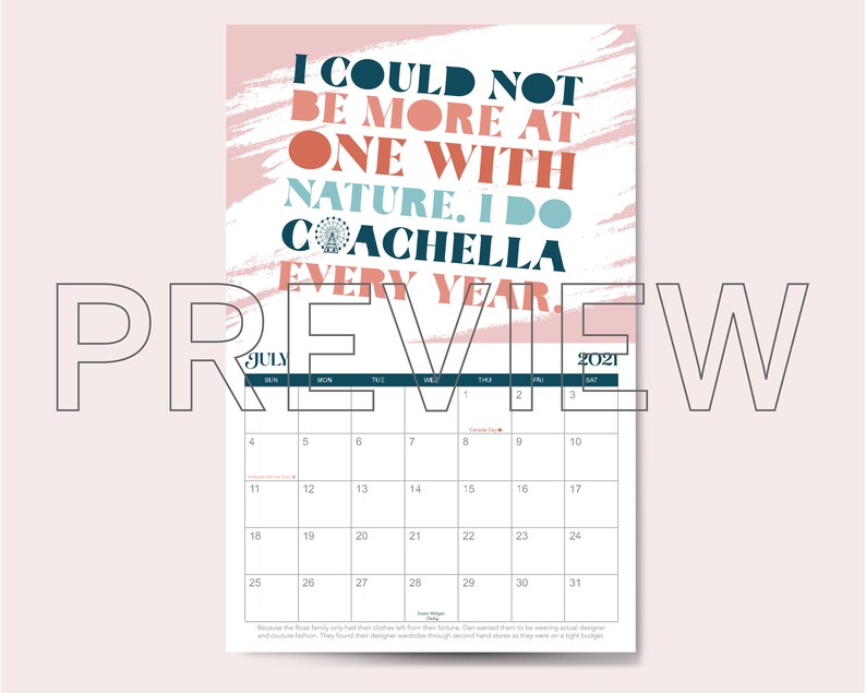 Schitt's Creek 2021 Wall Calendar with Quotes Etsy