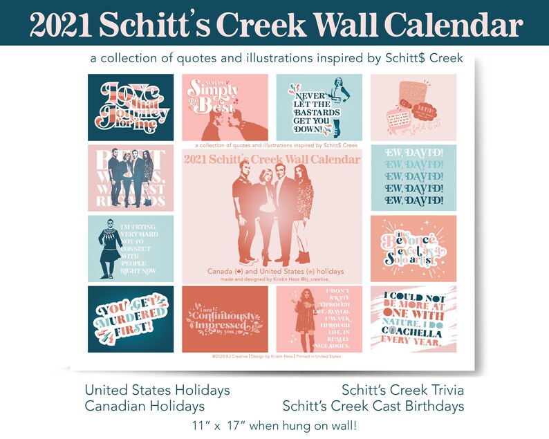 Schitt's Creek 2021 Wall Calendar with Quotes Etsy