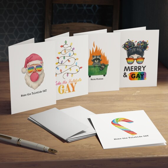 Make the Yuletide Gay Humorous Holiday Icon Holiday Greeting Cards