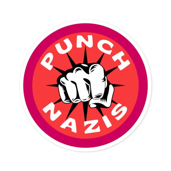 Punch Nazis, Indoor-Outdoor Pink and Orange Protest Sticker