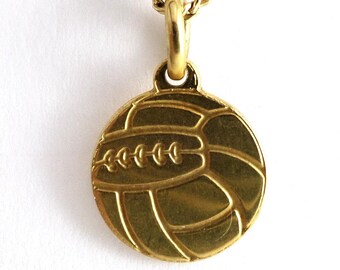 Vintage 14K Soccer Ball Necklace, Solid 14K Yellow Gold Soccer (Football) Charm with Gold Chain