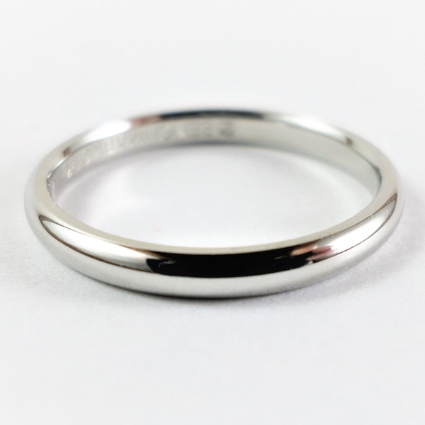 14K White Gold BENCHMARK Wedding Band, Vintage Comfort Fit Simple Solid 14KT Gold Minimalist Ring or Ring Guard, Size 5