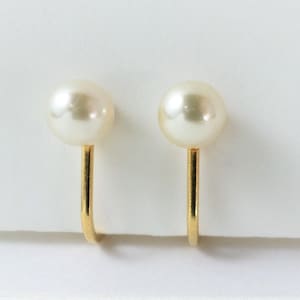 Gold Filled Clip-On Pearl Earrings, Vintage Faux Pearl Clip Earrings, Minimalist Pearl Jewelry