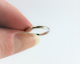 14K White Gold BENCHMARK Wedding Band, Vintage Comfort Fit Simple Solid  14KT Gold Minimalist Ring or Ring Guard, Size