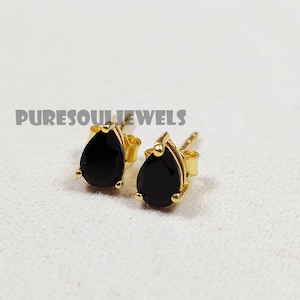 Tiny Black Onyx Sterling Silver Studs: Boho Earrings