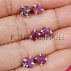 Ruby Stud Earrings Ruby Post Earrings, Prong Set Ruby Gemstone, July Birthday, Ruby Gemstone Earrings, Bridesmaid Gift, July Birthstone