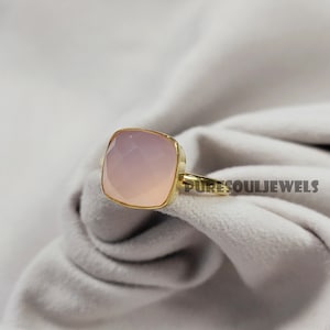 Pink Chalcedony Ring: Handmade 925 Sterling Silver, Boho Jewelry