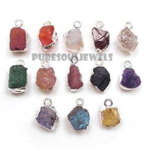 Galvanisierter roher Kristallanhänger, Multi Edelstein 925er Silber-Charme