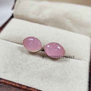 Pink Chalcedony Evil Eye Stud Earrings • Dainty Earrings • Eye Silver Studs • Gemstone Stud Earrings • Minimalist Earrings • Silver Earrings
