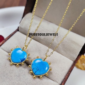 Turquoise Heart Necklace: Sterling Silver Boho Jewelry