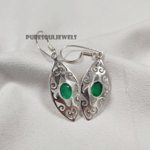 Green Onyx Earrings by Puresouljewels • Dainty Earrings, 925 Sterling Silver Earrings, Trendy Gemstone Jewelry • Friend Gift • Earrings