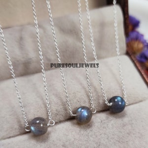 Labradorite Ball Necklace: 925 Sterling Silver, Boho Yoga Jewelry