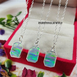 Dainty Opal Necklace: 925 Sterling Silver, Boho Hippie Style